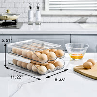 1 x RAW Customer Returns memeyou Large Capacity Egg Holder for Refrigerator, Auto Roll Egg Container Organizer Tray Stackable Fresh Storage Box for Fridge Plastic Clear 2 Layers  - RRP €25.99