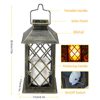 1 x RAW Customer Returns Solar lantern for outdoors, OxyLED solar lanterns for outdoors LED metal IP44 waterproof solar lantern garden decoration with flickering effect candles vintage hanging balcony decoration patio terrace wall table - RRP €24.98