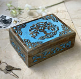 1 x Brand New Great Birthday Gift Handmade Decorative Wooden Jewelry Box Tree of Life Carving Jewelry Organizer Keepsake Box Treasure Chest Holder Watch Box Storage Lock Box Pink  - RRP €20.4