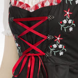 1 x RAW Customer Returns SCARLET DARKNESS dirndl 3 pieces. Set Bavarian Dress for Carnival Cosplay Red Black Plaid XL - RRP €65.51