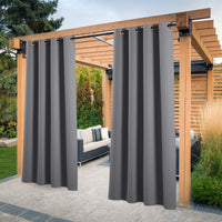 1 x RAW Customer Returns PONY DANCE Balcony Curtain Gray Opaque Set of 2 Outdoor Curtain Weatherproof Outdoor Curtains with Eyelets Sun Protection Curtain Patio Pavilion Blackout Curtains H 213 x W 132 cm - RRP €39.61