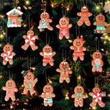 5 x Brand New Qpout 16pcs Gingerbread Man Ornaments for Christmas Tree Assorted Plastic Gingerbread Man Figurines Ornaments, Tiny Hanging Charms Figurine Decoration Gingerbread Man - RRP €96.0