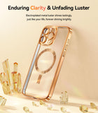 1 x RAW Customer Returns Meifigno Clear Case Compatible with iPhone 14 Pro, Compatible with Magsafe Glitter Card Hand Strap Camera Protection Transparent Case for iPhone 14 Pro 6.1 Women Girls, Brass Gold - RRP €18.0