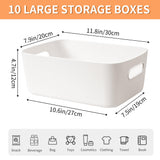 1 x RAW Customer Returns LYLIDIA 10 pieces storage box plastic 30 cm storage basket large white basket storage plastic box baskets plastic box for bathroom kitchen cupboard shelf organizer boxes - RRP €36.22