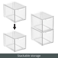 1 x RAW Customer Returns mDesign drawer box with 2 drawers stacking box made of plastic for kitchen and refrigerator kitchen organizer for snacks, pasta, vegetables etc. set of 4 transparent - RRP €58.54