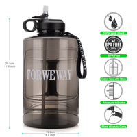 1 x RAW Customer Returns FORWEWAY Water Bottle 3.78L, Sports Water Bottle Large Gallon with Straw Handle BPA Free Leak Proof for Gym Fitness Outdoor Sports Office 3.78L Black  - RRP €20.16