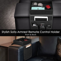 1 x RAW Customer Returns SITHON Sofa Armrest Organizer with Storage Tray, Non-Slip Faux Leather Chair Couch Armrest Organizer with 5 Pockets for iPad, Magazines, Remote Control, Cell Phone, Including Gift Box, Black  - RRP €34.42