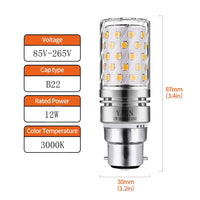 1 x RAW Customer Returns Yiun B22 LED Corn Bulbs12W, 100W Incandescent Equivalent, 1200lm, Warm White 3000K LED Chandelier Bulbs, Decorative Candlestick B22, Non-Dimmable LED Bulb, Pack of 4 - RRP €14.99