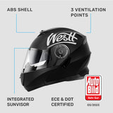 1 x RAW Customer Returns Westt flip-up helmet, motorcycle helmet, full-face helmet, men and women with reinforced chin guard, chopper, moped, scooter, modular helmet, motorcycle with ECE 22.06, black, L 59-60 cm  - RRP €100.79