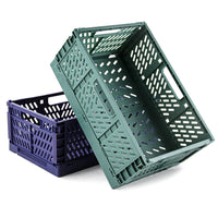 1 x RAW Customer Returns Spesh 2 pieces folding box, plastic folding basket, foldable storage basket made of plastic, sturdy folding boxes for kitchen, bedroom, study blue dark green, 30 x 20 x 12 cm  - RRP €21.82