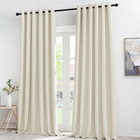 1 x RAW Customer Returns KGORGE Bedroom Curtains for Large Windows Opaque Curtains Beige Set of 2 245 x 200 cm HxW Blackout Curtains Eyelet Curtains Opaque Light Beige Thermal Curtain Heat Protection - RRP €58.95