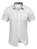 1 x RAW Customer Returns COOFANDY Linen Shirt Men s Shirt Short Sleeve Summer Shirt Casual Regular Fit Button Down Men Linen Beach Short Sleeve Shirt White M - RRP €26.3