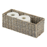 1 x RAW Customer Returns mDesign Dyed Seagrass Wicker Basket - Stackable Wicker Basket - Ideal Bathroom Storage - Gray - RRP €19.99