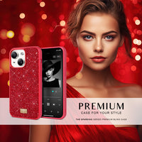 1 x RAW Customer Returns BEZ Phone Case for iPhone 14 Case Glitter, Sparkle Diamond Crystal Bling Case with Bling Co. Series Compatible for iPhone 14, Scarlet Red - RRP €24.99