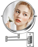 1 x RAW Customer Returns Cosmetic mirror wall mounting 9 inch double-sided wall mirror shaving mirror make-up mirror with normal and 10x magnification, 360 swivel, chrome-plated for bathroom, beauty salon, hotel - RRP €37.3