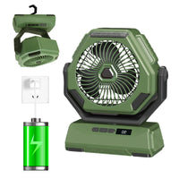 1 x RAW Customer Returns MQFORU Camping Fan 10000mAh, 90 Oscillating Rechargeable Table Fan with LED Light, USB Cooling Fan with Hanging Hook for Travel, Fishing - RRP €25.56