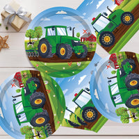 2 x Brand New MEZHEN Tractor Party Tableware Children s Birthday Tractor Party Tableware Tractor Birthday Party Supplies Set Paper Cups Paper Plates Napkins Children s Birthday Decoration 8 Guests - RRP €34.28