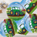 3 x Brand New MEZHEN Tractor Party Tableware Children s Birthday Tractor Party Tableware Tractor Birthday Party Supplies Set Paper Cups Paper Plates Napkins Children s Birthday Decoration 8 Guests - RRP €51.42