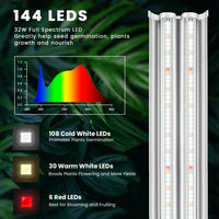 1 x RAW Customer Returns wolezek plant lamp LED full spectrum, 144 LED 60cm T5 grow light with stand, white growth lamp for plants, seed starter plant light for indoor plants set, height adjustable - RRP €45.37