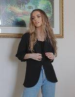 1 x RAW Customer Returns UNibelle Blazer Women Elegant Sporty Long Blazer Business Jacket 3 4 Sleeve Long Jacket Festive Slim Fit Summer, Black, L - RRP €35.28