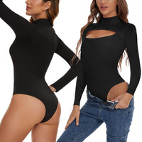 1 x RAW Customer Returns SLIMBELLE Women s High Neck Bodysuit Women s Long Sleeve Breast Breast Sexy Elegant Neck Long Sleeve Bodysuit - RRP €24.0