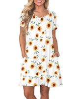 1 x Brand New WNEEDU Floral Summer Dresses for Women, Short Sleeve Tank Top, Summer Dress with Pockets S,Little Sunflower  - RRP €22.8