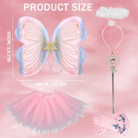 17 x RAW Customer Returns Butterfly costume girls 4 pieces with tulle skirt wings magic wand and headband suitable for children from 2 to 8 years carnival - RRP €170.51