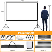 1 x RAW Customer Returns VISULAPEX 100 Projector Screen, 4K HD 16 9 Projector Screen with Portable Stand, 160 Degree Wide Angle, Perfect for Home Cinema Theater - RRP €74.36