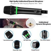 1 x RAW Customer Returns Bietrun UHF Rechargeable Wireless Microphone, Professional Metal Wireless Karaoke Microphones with Digital Display 6.35mm Dynamic Bluetooth Receiver for Karaoke Parties Performance - RRP €45.24