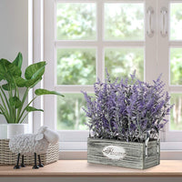 1 x RAW Customer Returns Briful Artificial Lavender in Pot, Artificial Lavender Plant, Flocked Lavender Flowers in Wooden Pot, Small Artificial Plants for Home Decor, Bathroom, Bedroom - RRP €26.21