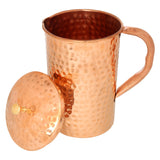 1 x RAW Customer Returns Zap Impex Hammered Copper Jug with 2 Copper Glasses for Health Benefits Copper Water Jug 1600 ml Brown - RRP €56.62