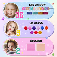 1 x RAW Customer Returns Tomons make-up case for girls, washable children s make-up set for girls with self-adhesive glitter stones, make-up carnival gifts role play toy for girls aged 4-6, 7-8, 9-12 years, purple - RRP €20.41