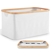 1 x RAW Customer Returns DOKRVLOQ Foldable Laundry Basket 50L Light Gray Fabric Bamboo Foldable Laundry Tub Foldable Basket Storage Flat Laundry Collector Collapsible Foldable Laundry Basket - RRP €23.99