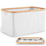 1 x RAW Customer Returns DOKRVLOQ Foldable Laundry Basket 50L Light Gray Fabric Bamboo Foldable Laundry Tub Foldable Basket Storage Flat Laundry Collector Collapsible Foldable Laundry Basket - RRP €23.99