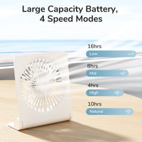 1 x RAW Customer Returns JISULIFE Small Table Fan, Mini Portable Rechargeable USB Small Fan, 160 Foldable with 4500mAh, Extremely Quiet, 4 Speeds Desk Fan for Office, Home, Camping-White - RRP €29.99