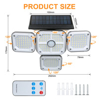 1 x RAW Customer Returns Neoglint solar lamps for outdoors with motion detector, 231 LED solar lights for outdoors with 3 modes and remote control, IP65 waterproof, with 300 rotation for garden terrace yard 2 pieces - RRP €35.99