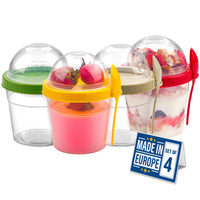 1 x RAW Customer Returns CRYSTALIA Yoghurt Cup to Go with Lid Set of 4 500ml 100 BPA FREE Cereal Cup to Go, Porridge To Go, for Breakfast, Fruit Container Cereal Containers Yoghurt to Go Cup with Spoon - RRP €21.76