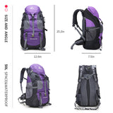 1 x RAW Customer Returns Bseash 50L Lightweight Waterproof Hiking Backpack, Outdoor Sports Daypack Multifunctional Travel Bag for Climbing Camping Travel Purple Without Shoe Compartment  - RRP €33.99