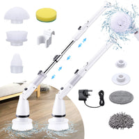 1 x RAW Customer Returns Rotating Home Cleaning Brush, Cordless Adjustable Telescopic Pole Multifunction Rotating Cleaning Brush lectrique removable with 6 Replaceable Drill Heads for Bathroom Tiles - RRP €31.14