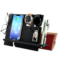 1 x RAW Customer Returns Gifts for Men Birthday Wooden Phone Docking Station Wallet Stand Watches Nightstand Organizer Men Gift Husband Dad Gift Father s Day Brother Anniversary Birthday Gift for Men - RRP €19.76