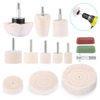 1 x RAW Customer Returns Polishing attachment cordless screwdriver polishing disc for drill, 11 pcs brush set conical cotton velvet polishing pad wheel polishing cone polishing buffing pad with 2pcs polishing paste for metal aluminum - RRP €20.16