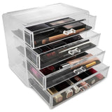 1 x RAW Customer Returns HJZ Makeup Organizer, Acrylic Cosmetic Make Up Storage Organizer Drawers 23.5x13x19.5 cm 4 Levels 4 Drawers Large, Storage Boxes for Jewelry and Cosmetics, Transparent - RRP €34.27