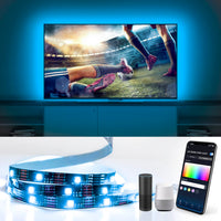 1 x RAW Customer Returns Aigostar LED TV Strip Alexa 4 0.5 Meters, RGB Lights with 28 Keys Remote Control, Wi-Fi Compatible with Google Assistant, Sync Music, for PC, 32-60 Inch - RRP €17.14