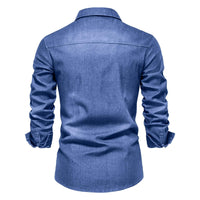 1 x RAW Customer Returns HOTIAN Men s Denim Shirt Long Sleeve Casual Slim Fit Medium Blue S - RRP €31.99