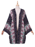 1 x RAW Customer Returns ZANZEA Women Floral Print Kimono Cardigan Boho Beach Dress Pareos Poncho Summer Beach Bikini Cover Up Boho-Navy 5XL - RRP €30.24