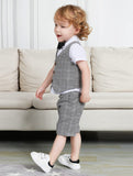 1 x RAW Customer Returns mintgreen baby suit boy wedding, christening outfit vest set, grey checked, 5-6 years, 130 - RRP €33.9