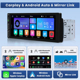 1 x RAW Customer Returns Hikity Car Radio 1 DIN Wireless CarPlay Android Auto Wireless, One DIN Radio with 6.9 Touch Screen Mirror Link FM Radio Bluetooth USB Steering Wheel Control Mic Rear Camera - RRP €83.59