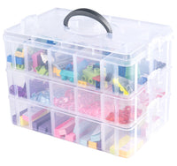 1 x RAW Customer Returns Anstore Stackable Storage Box with Compartments, Reinforced 3-Tier Clear Plastic Storage Box with Lid, Practical Sorting Box for Crafts, Jewellery, Toys, Building Blocks, Sewing Accessories - RRP €22.85