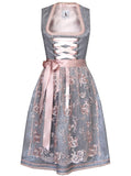 1 x RAW Customer Returns Alpenm rchen Midi Dirndl from Exclusive Collection including lace apron, grey, 48 - RRP €109.9