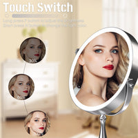 1 x RAW Customer Returns WIZCHARK 9 Large Lighted Makeup Mirror, 1X 10X Magnifying Mirror with 3 Colors Dimmable Lighting, 60 LED Lights, 360 Rotation Double-Sided Standing Desk Mirror - RRP €45.37